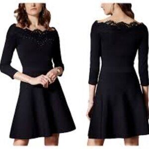 "NWT"Karen Millen Black No Pattern Knit Dress - KD111- Women's Medium